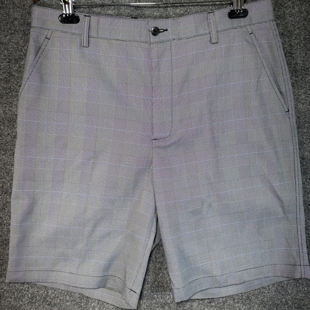 FootJoy Golf Shorts Men 36 Grey Windowpane Houndstooth Stretch Performance Light